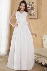 Elegant V-Neck A-line Floor Length Skirt Ivory Prom Dress