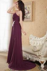 Romantic Sweetheart Appliqued Grape Prom Dress With High Split