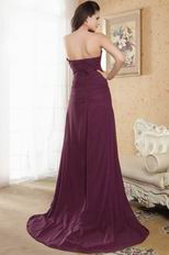 Romantic Sweetheart Appliqued Grape Prom Dress With High Split