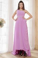 Elegant One Shoulder High Low Skirt Lilac Chiffon Prom Dress
