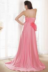 Noble Strapless A-Line Skirt Pink Prom Dress With Fan Design