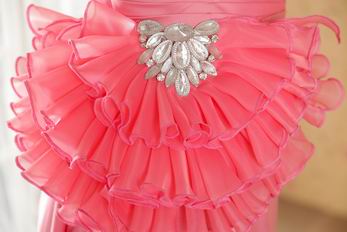 Noble Strapless A-Line Skirt Pink Prom Dress With Fan Design