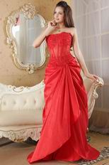 Wonderful Sweetheart Neck Scarlet Taffeta Prom Dress Cheap