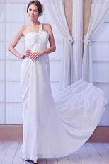 Elegant Ruched Bodice White Chiffon Prom Dress With Split