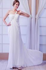 Elegant Ruched Bodice White Chiffon Prom Dress With Split