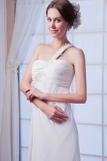 Elegant Ruched Bodice White Chiffon Prom Dress With Split