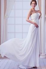 Elegant Ruched Bodice White Chiffon Prom Dress With Split