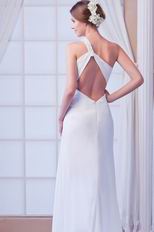 Elegant Ruched Bodice White Chiffon Prom Dress With Split