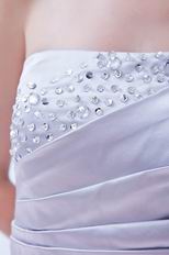 Fashionable Strapless Ruched Bodice With Beading Silver Prom Dress
