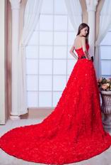 Panoply Scarlet Slender Cathedral Train Grande Toilette With Black Sash