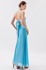 Sequin Strapless Tied Back Aqua Chiffon Prom Dress With Split