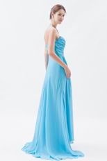 Pretty Side Drapped Aqua Prom Dress With Split In New York