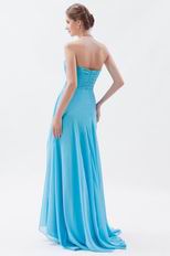 Pretty Side Drapped Aqua Prom Dress With Split In New York