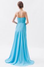 Pretty Side Drapped Aqua Prom Dress With Split In New York