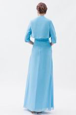 Modest Wide Straps Aqua Blue Prom Dress With Jaket Accessory