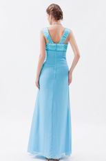 Modest Wide Straps Aqua Blue Prom Dress With Jaket Accessory