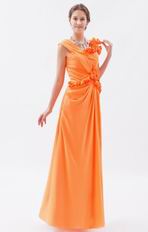 Beautiful V-Neck Bright Orange Chiffon Prom Dress With Side Flowers