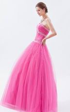 Fuchsia Sweetheart A-line Prom Ball Gown With Beading