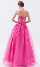 Fuchsia Sweetheart A-line Prom Ball Gown With Beading