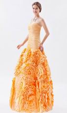 Cheap Sweetheart Flowers Skirt Mermaid La Femme Golden Prom Dress