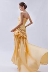 Sexy Strapless High Low Style Moon Yellow Taffeta Prom Dress