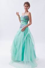 Brand New Light Cyan Celebrity Prom Dress With Embroidery