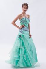 Brand New Light Cyan Celebrity Prom Dress With Embroidery