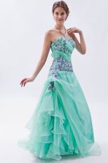 Brand New Light Cyan Celebrity Prom Dress With Embroidery