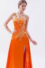 Fashionable Front Split Skirt Sun Orange 2014 Prom Party Dress