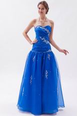 Pretty Ultramarine Organza Floor Length Prom Dress With Embriodery