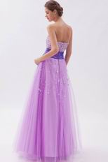 Noble Strapless Beaded Mallow Tulle Prom Party Dress With Belt