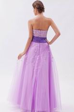 Noble Strapless Beaded Mallow Tulle Prom Party Dress With Belt