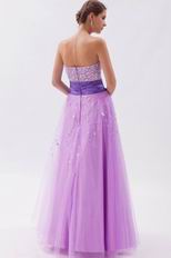 Noble Strapless Beaded Mallow Tulle Prom Party Dress With Belt