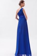 One Shoulder Straps Royal Chiffon Long La Prom Dress Discount