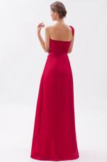 One Shoulder Ruffled Strap A-line Wine Red Prom Dresses