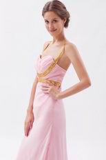 Cross Back Floor Length Skirt Baby Pink Prom Dress By Designer