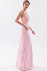 Cross Back Floor Length Skirt Baby Pink Prom Dress By Designer