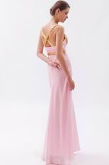 Cross Back Floor Length Skirt Baby Pink Prom Dress By Designer