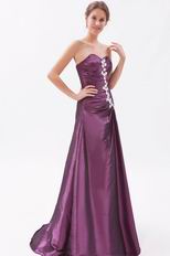 Pretty Medium Orchid Split Skirt Prom Dress With Applique