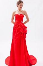 V-Shaped Strapless Court Train Scarlet Prom Dress For Sale