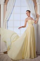 Sweetheart Crystals Empire Moon Yellow Chiffon Prom Dress