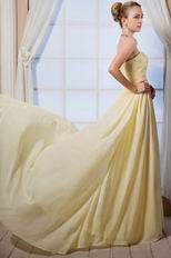 Sweetheart Crystals Empire Moon Yellow Chiffon Prom Dress