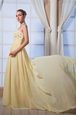 Sweetheart Crystals Empire Moon Yellow Chiffon Prom Dress