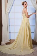 Sweetheart Crystals Empire Moon Yellow Chiffon Prom Dress