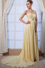 Sweetheart Crystals Empire Moon Yellow Chiffon Prom Dress