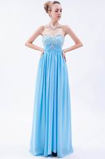 Beautiful Sweetheart Dropped Waist Aqua Party Chiffon Dress