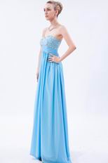 Beautiful Sweetheart Dropped Waist Aqua Party Chiffon Dress