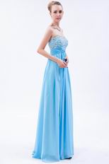 Beautiful Sweetheart Dropped Waist Aqua Party Chiffon Dress