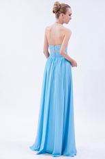 Beautiful Sweetheart Dropped Waist Aqua Party Chiffon Dress