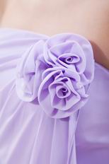 Elegant Flowers Decorate Empire Waist Lilac Chiffon Prom Girl Dress